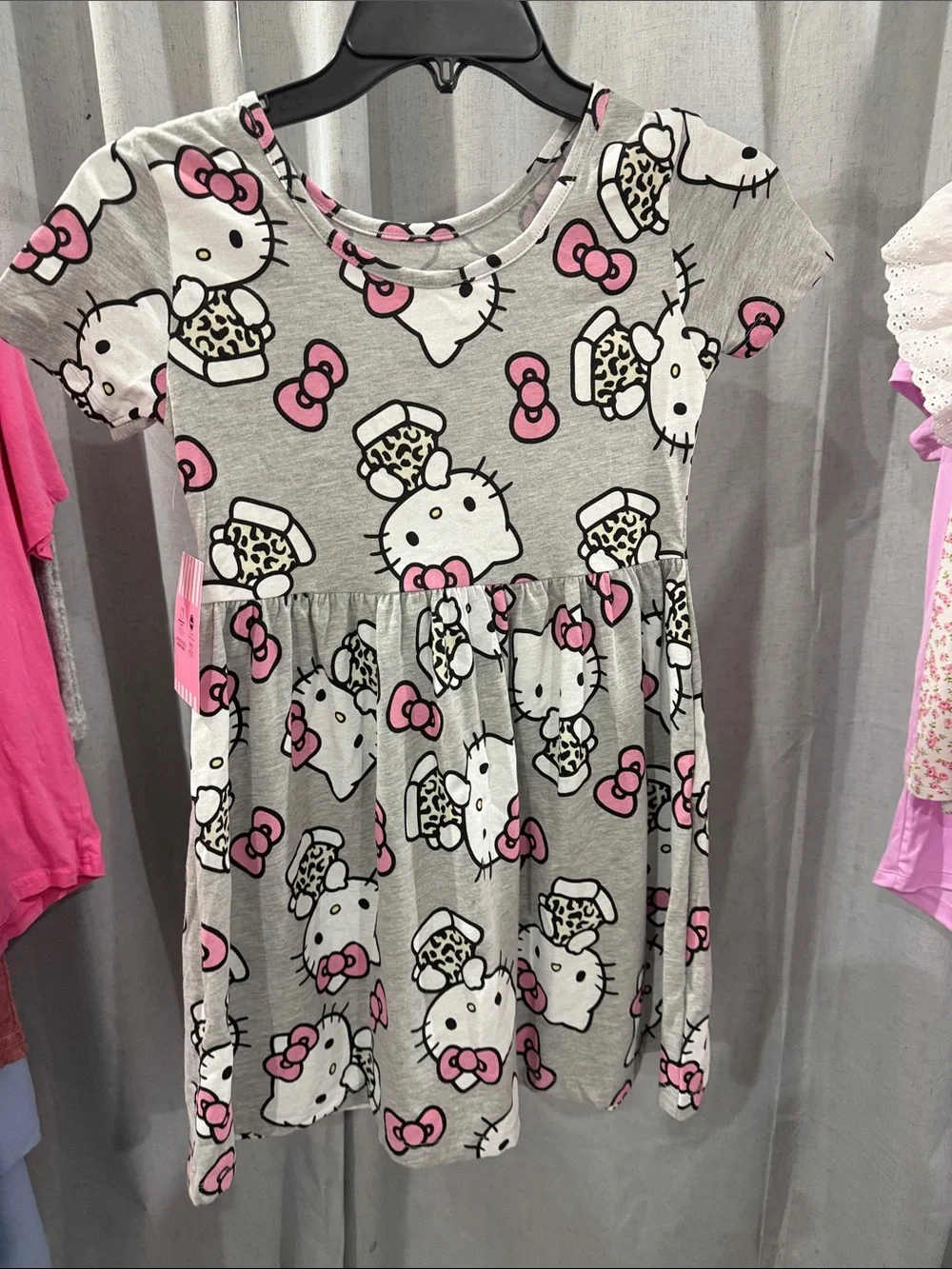 Hello Kitty Grey and Pink Bow Print Dress